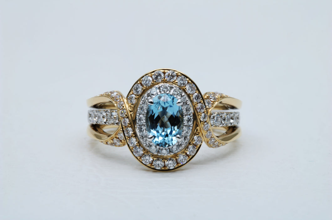 Aquamarine and Diamond Ring