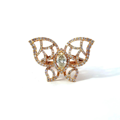 Yellow Diamond Butterfly Ring