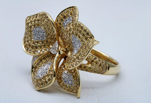 Yellow Diamond Flower Ring