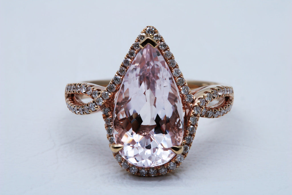 Pear Cut Morganite Ring