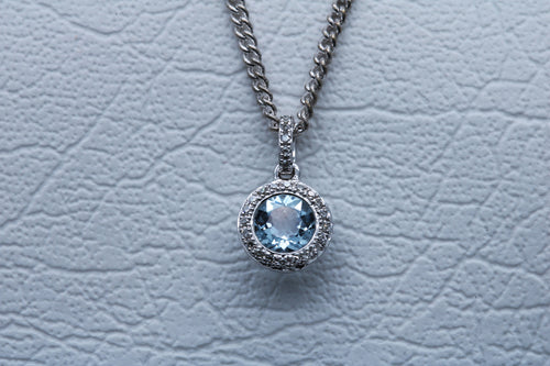 Round Cut Aquamarine Pendant