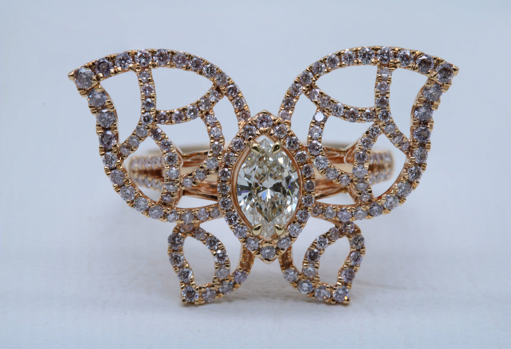 Yellow Diamond Butterfly Ring