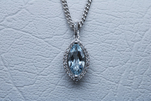 Marquise cut Aquamarine Pendant