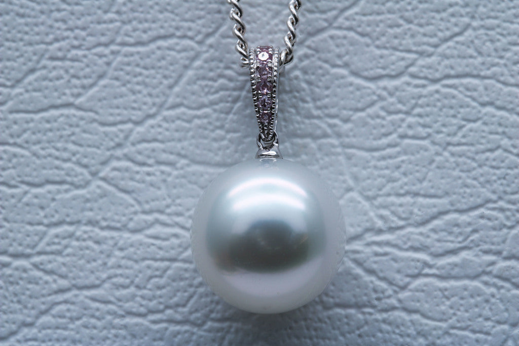 Natural Pink Diamond and Pearl Pendant