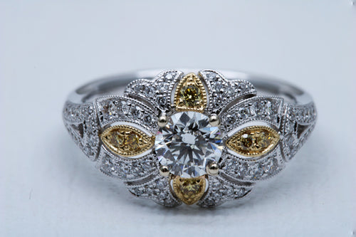 Antique Style Yellow Diamond Ring