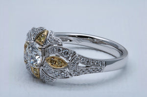 Antique Style Yellow Diamond Ring