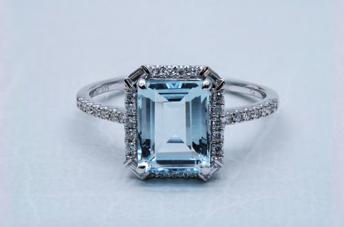 Emerald Cut Aquamarine Ring