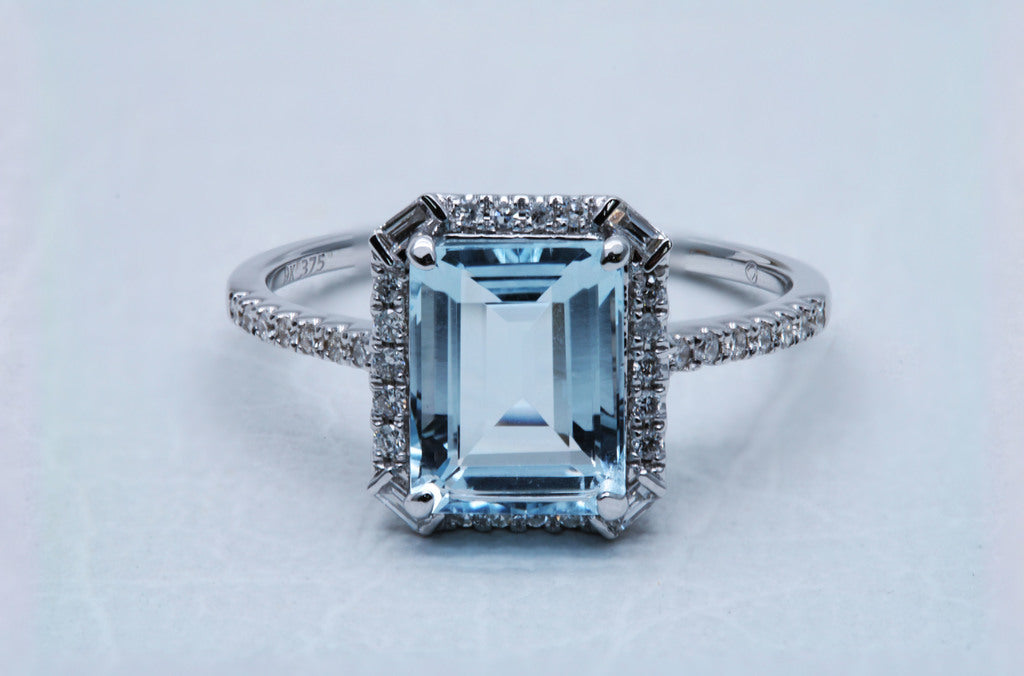 Emerald Cut Aquamarine Ring
