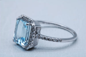Emerald Cut Aquamarine Ring
