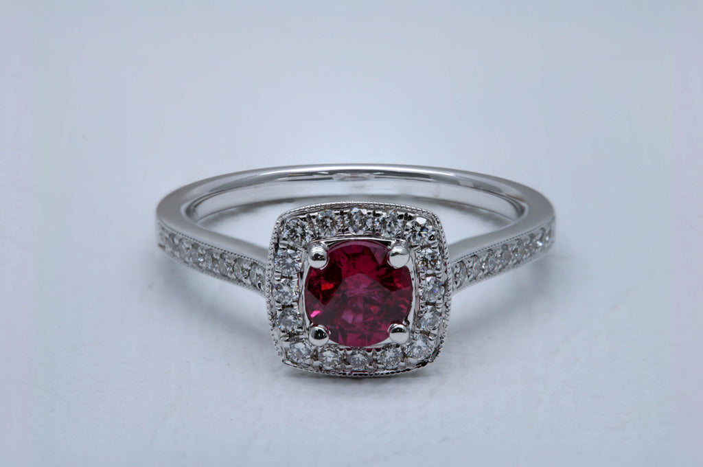 Round Cut Ruby Ring