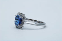 Load image into Gallery viewer, Emerald Cut Blue Sapphire Ring
