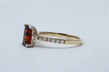 Load image into Gallery viewer, Emerald cut Mandarin Garnet Ring