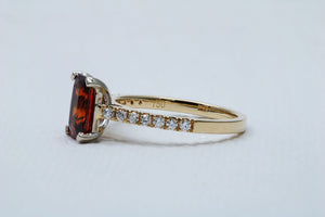 Emerald cut Mandarin Garnet Ring