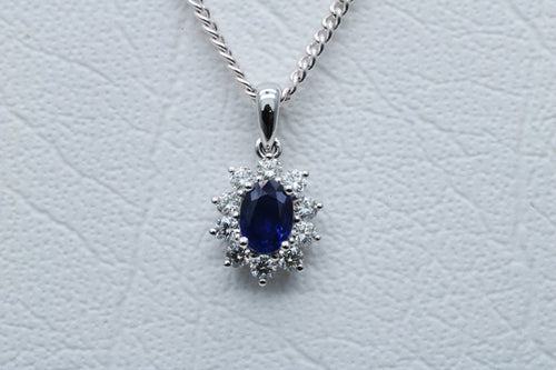 Blue Sapphire Cluster Pendant